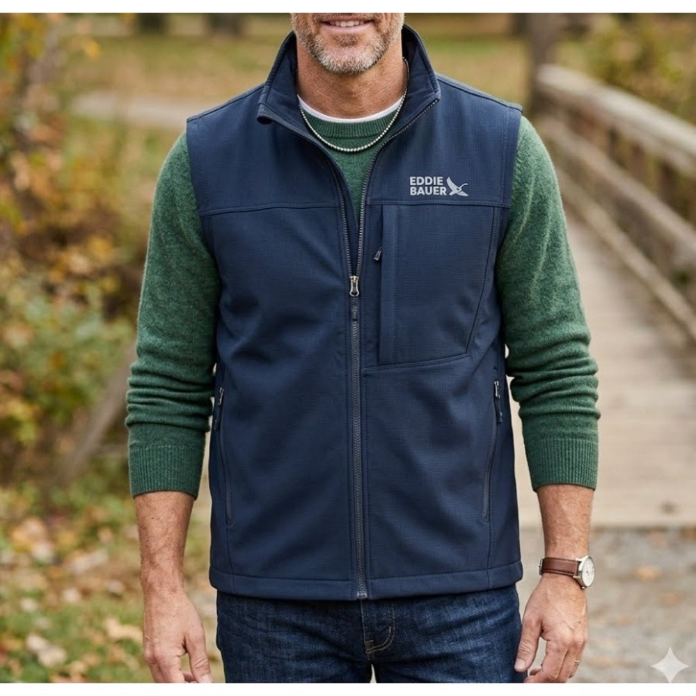Eddie Bauer Mens Softshell Full Zip Fleece Lined Vest Size M